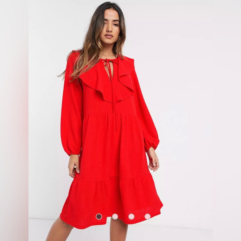 ASOS DESIGN frill collar midi smock dress